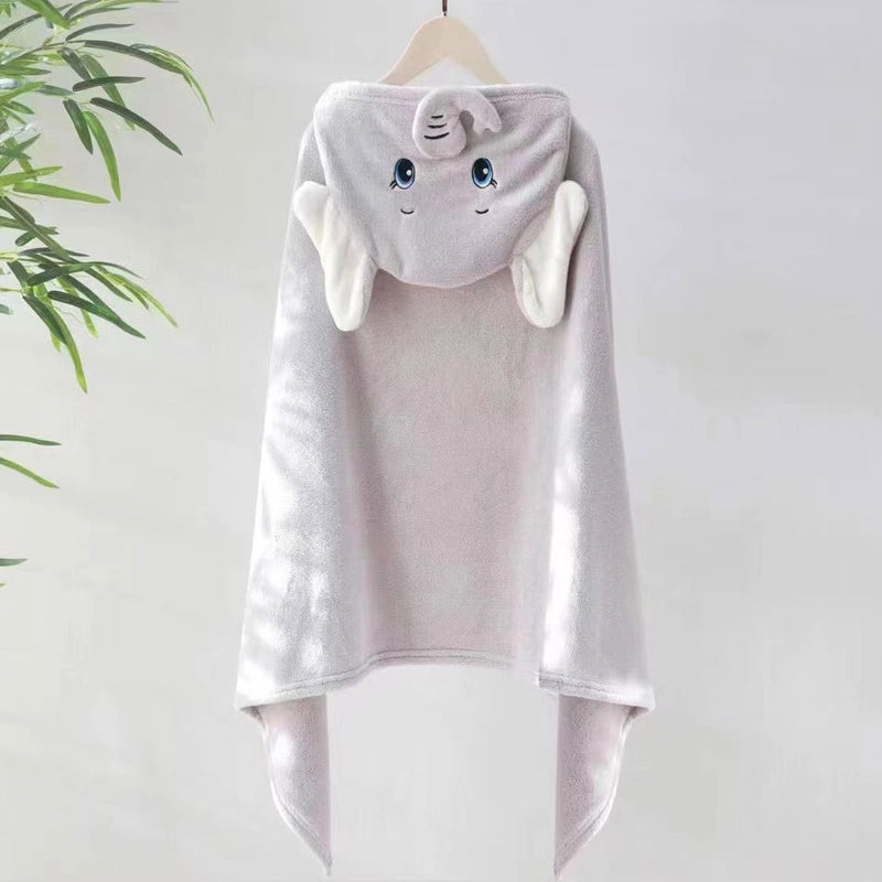 Soft Coral Fleece Kids Hooded Bathrobe Quick Dry Absorbent Baby Towel|Children's Bathrobes & Towels