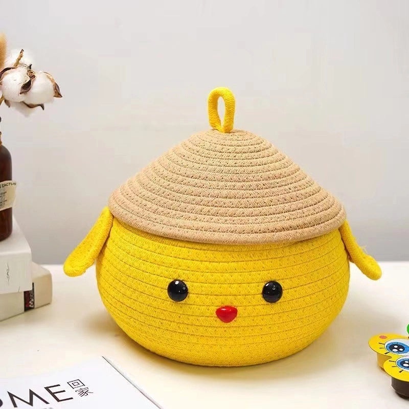 Adorable Cartoon Print Cotton Rope Storage Basket Organizer|Home Storage & Organization