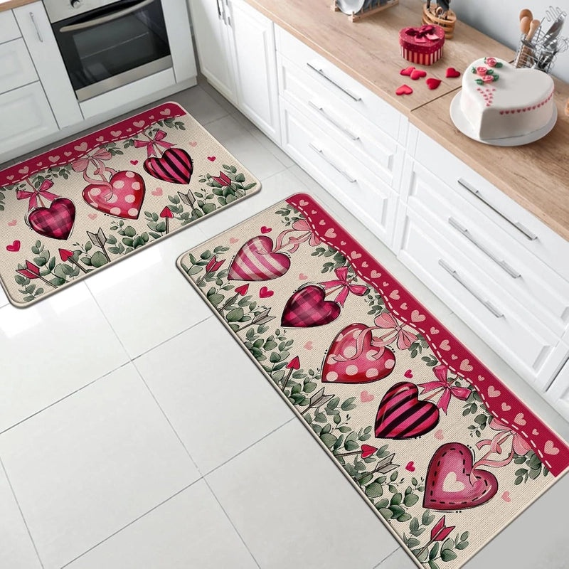 Valentine's Day Casual Elegant Heart-Shaped Striped Polyester Bath Rug|Home Decor Bath Rugs