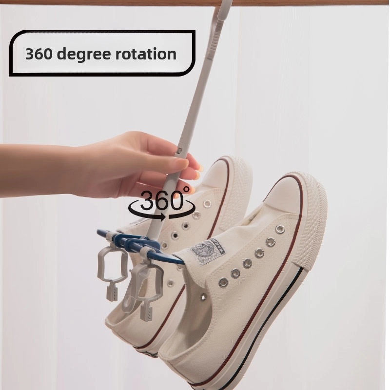 Multifunctional Rotating Folding Shoe Rack with Draining Clips for Dorm Balcony Drying | Home Storage & Organization