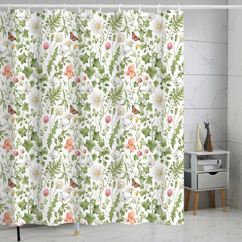 Waterproof Tropical Jungle Leaf Shower Curtain with Hooks 3D Printed Polyester for Bathroom|Shower Curtains & Accessories