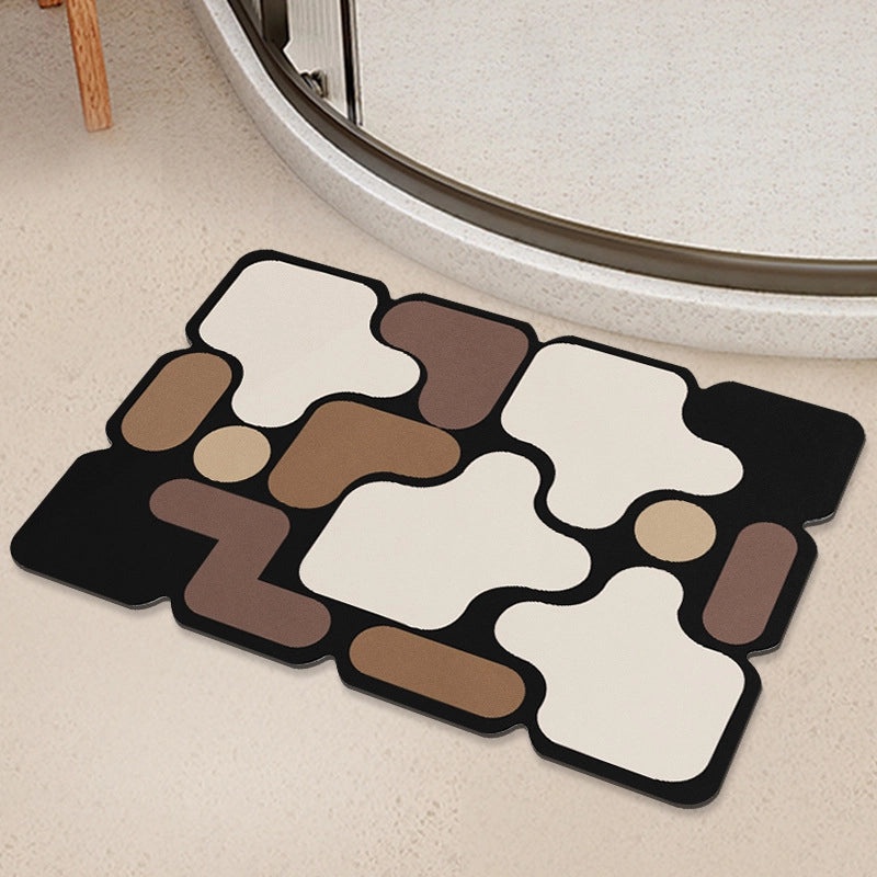 Geometric Diatom Mud Absorbent Bath Mat Non-Slip Soft Bathroom Rug|Bath Accessories