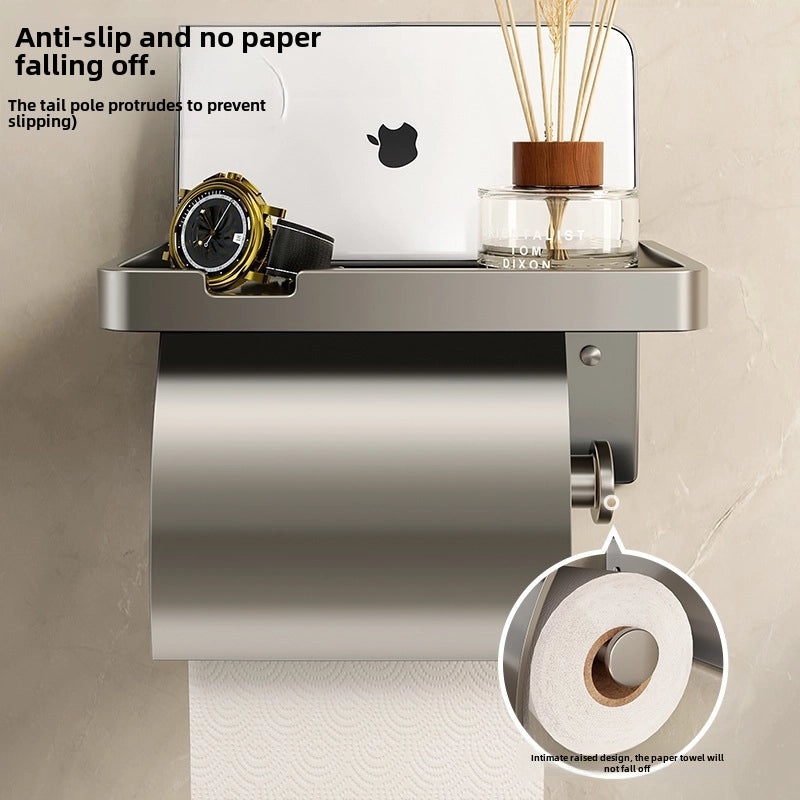 Wall-mounted Waterproof Toilet Paper Holder Punch-free Bathroom Tissue Box Organizer|Bathroom Accessories