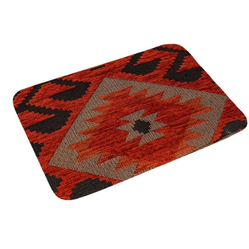 Turkish Persian Geometric Pattern Flannel Mat for Entrance and Toilet|Home Decor Rugs & Mats