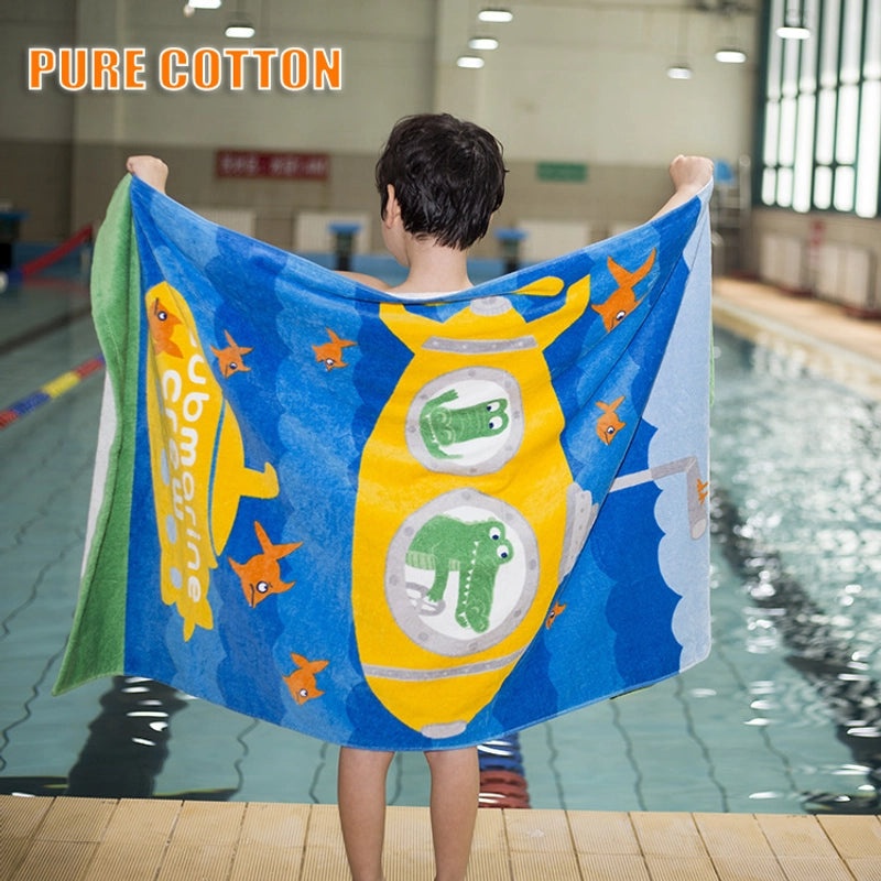 Cartoon Printed Thickened Pure Cotton Large Bath Towel for Adults and Kids | Bath Towels & Beach Towels