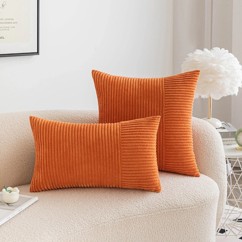 Corduroy Stitched Pillowcase Solid Color Modern Waist Cushion Cover for Living Room Sofa|Home Decor Cushions