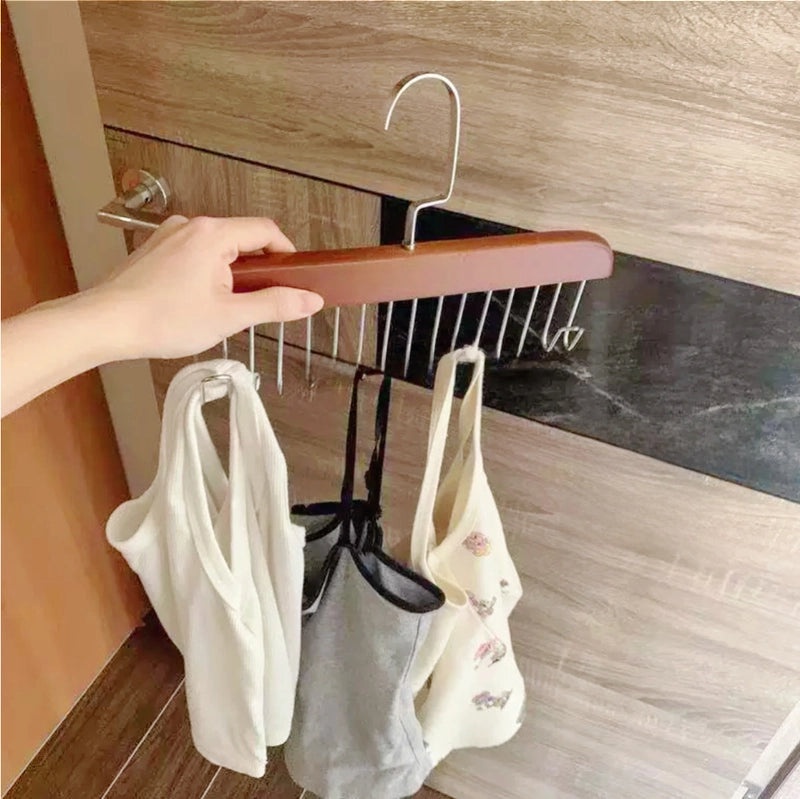 Multifunctional Wooden Hanger for Underwear Vest Tie Solid Wood Drying Rack Dormitory Clothing Organizer|Home & Living