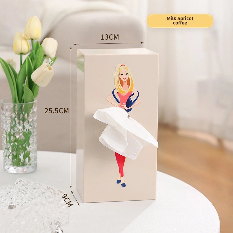 Cartoon Girl Tissue Box with Flying Tutu Skirt Design | Cute Desktop Decoration | Home & Living Accessories