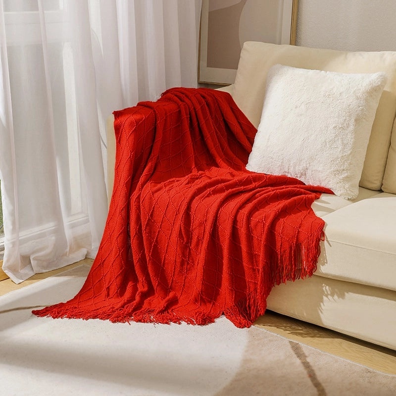 Cozy Solid Color Acrylic Fiber Blanket for Home | Bedding & Blankets
