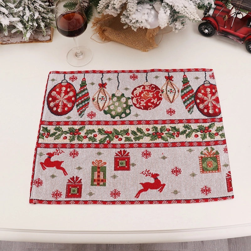 Nordic Christmas Snowflake Knit Placemat IG Style Printed Party Festival Table Mat|Home Decor Table Linens