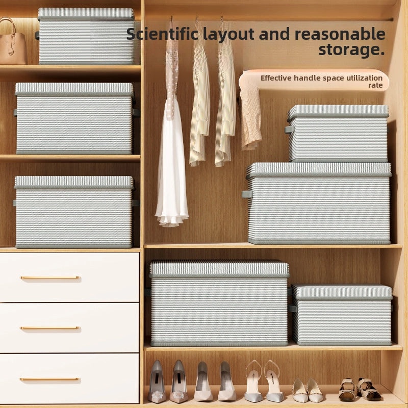 Oxford Blue Striped Oxford Cloth Storage Box for Clothes and Toys | Home Storage & Organization