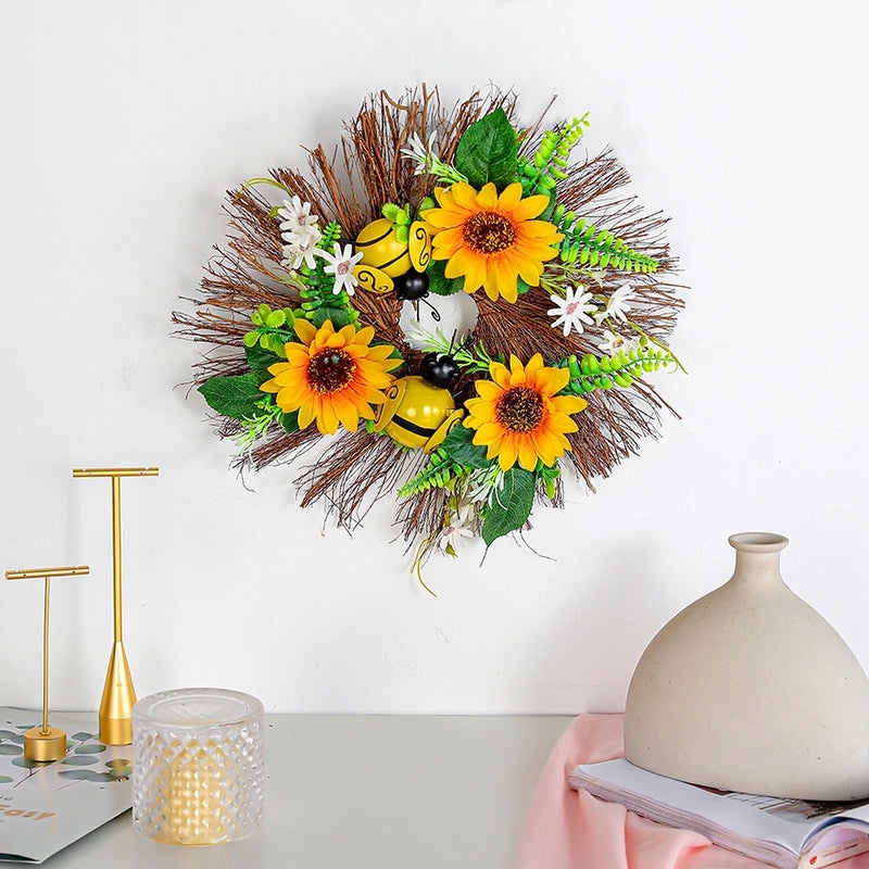 Sunflower Bee Festival Wreath for Door Decoration|Home Decor Seasonal Wreaths