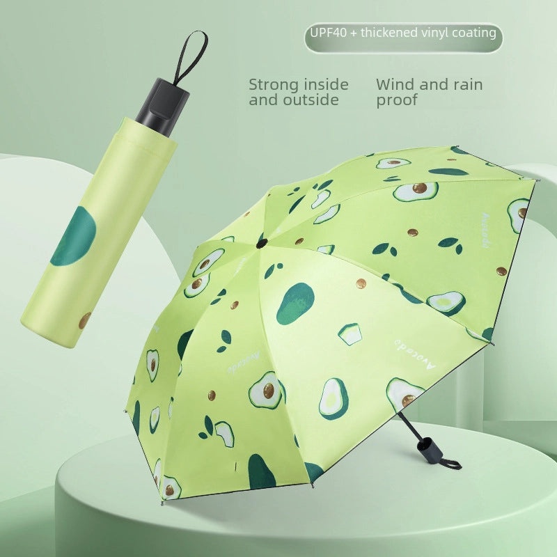 Fruit Print Folding Umbrella for Women | Sunny and Rainy Use | UV Protection and Sunshade | Lightweight and Portable | Fashion Accessories