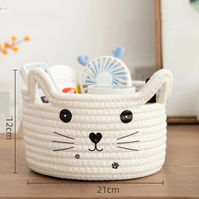 Adorable Cartoon Print Cotton Rope Storage Basket Organizer|Home Storage & Organization