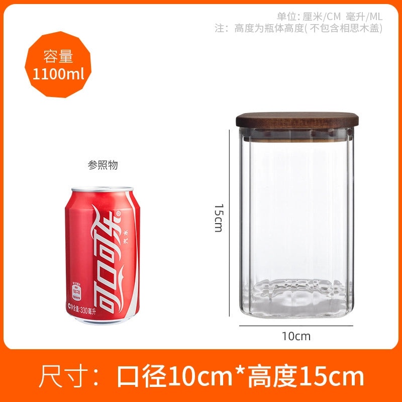 Transparent Square Glass Storage Jar for Cereals Dried Fruits Tea Large Capacity High Borosilicate|Kitchen Storage