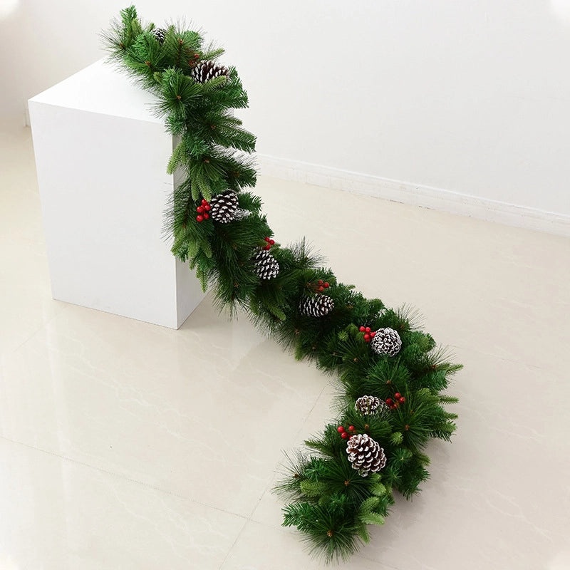 Christmas Rattan Decoration with Pine Cones and Red Berries | Holiday Home Decor