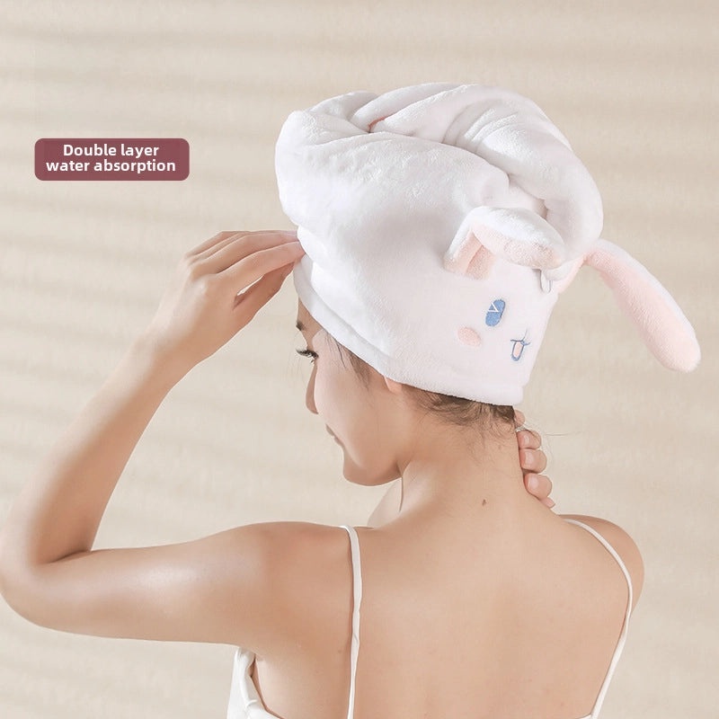 Coral Velvet Bamboo Charcoal Antibacterial Double-layer Hair Drying Towel Cap for Women | Hair Care Accessories