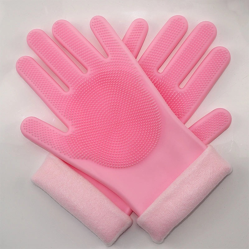 Waterproof Silicone Dishwashing Gloves with Anti-scalding Feature for Pet Bathing and Kitchen Cleaning | Household Cleaning Gloves
