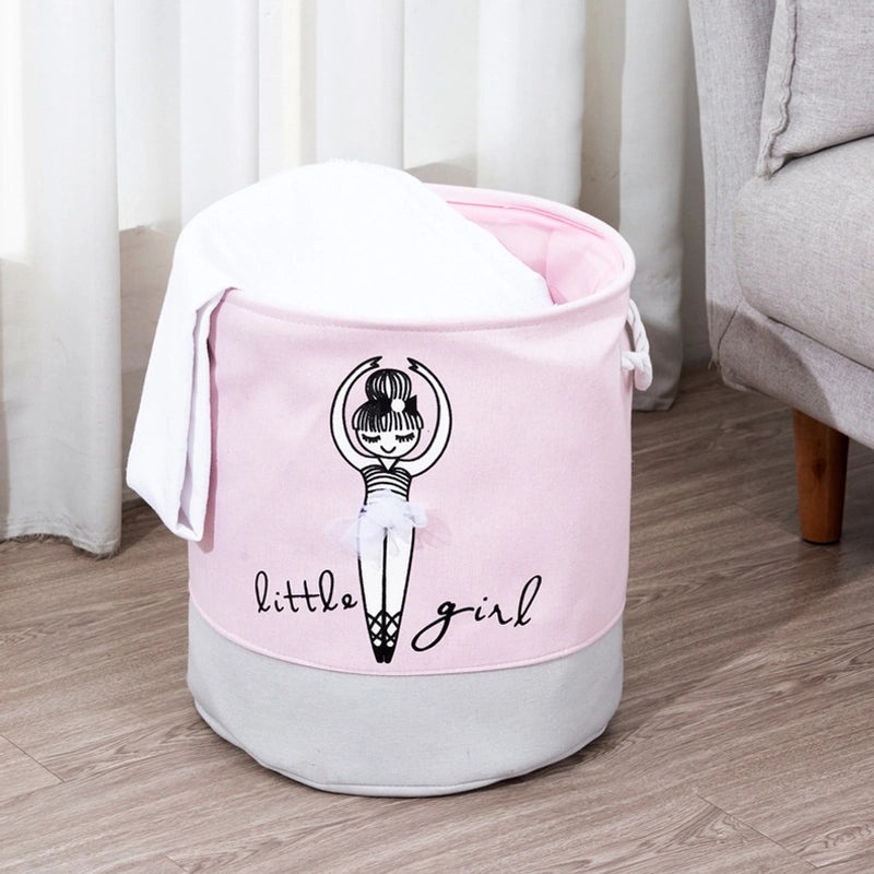 Dancing Girls Round Fabric Storage Basket Thickened Large Laundry Hamper Home Organizer Bag|Home Storage & Organization