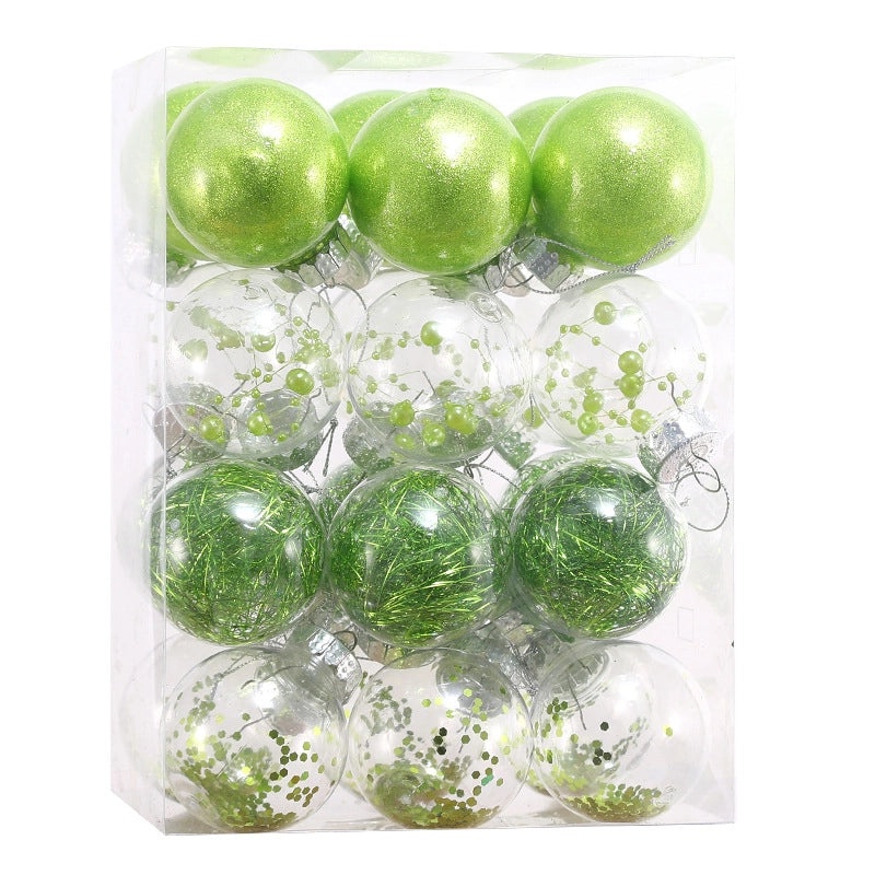 Set of 24 Transparent Plastic Christmas Balls 6cm & 8cm | Christmas Tree Decorations | Holiday Ornaments | Xmas Pendants | Festive Decor | Christ