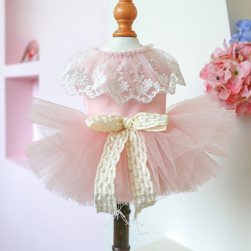 Princess Yarn Lace Dog and Cat Clothes Spring Summer Pink Fairy Skirt|Pet Apparel & Accessories
