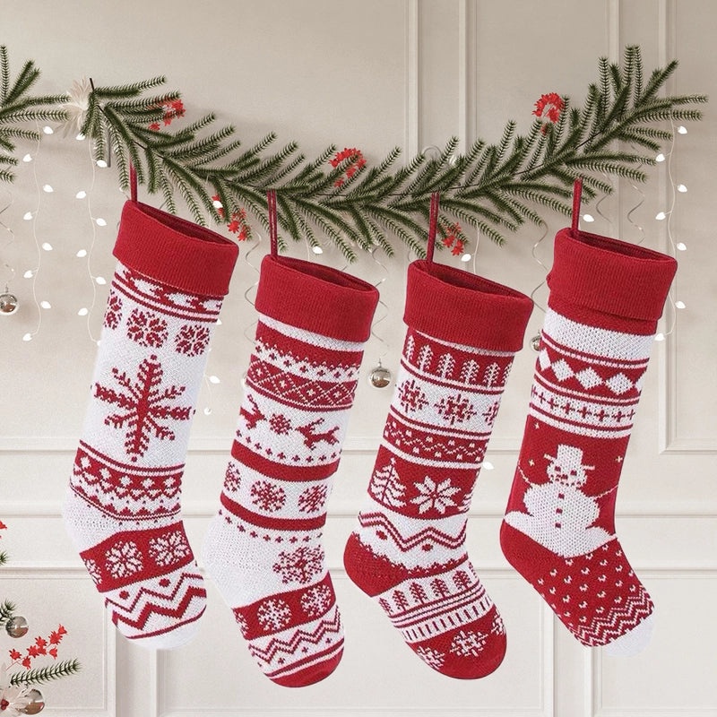 Cartoon Knitted Wool Christmas Socks Wall Hanging Pendant for Home Decoration|Home Decor