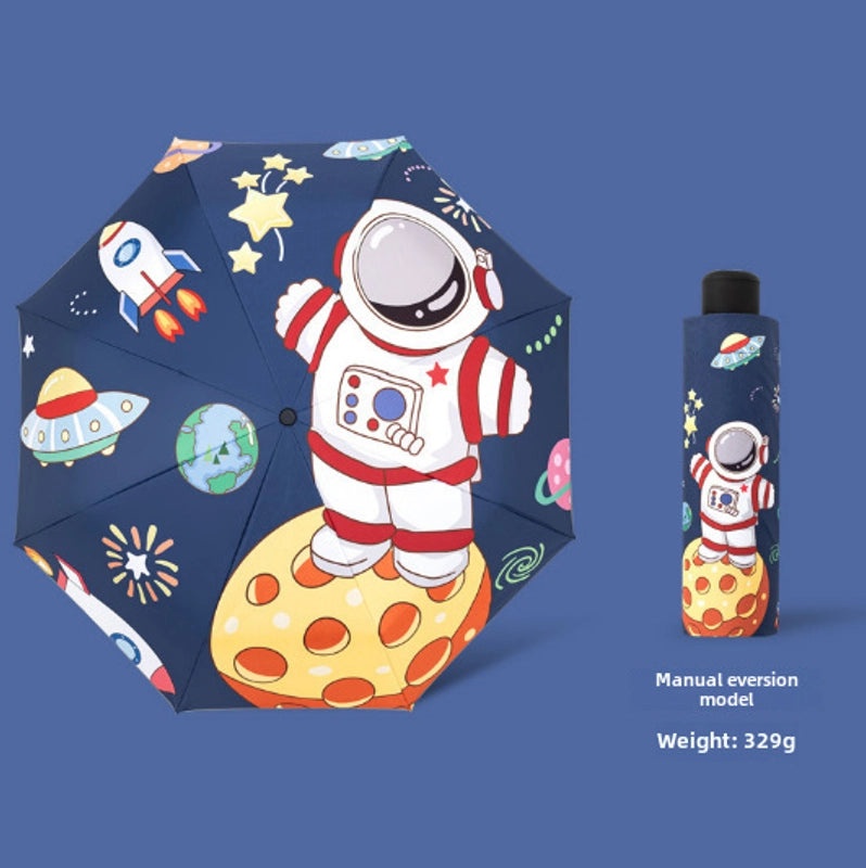 Kids Safety Anti-Rebound Folding Umbrella Cartoon Design Full Automatic Portable Dual-Use for Boys and Girls|Children's Umbrellas