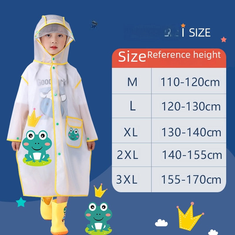 Kids Waterproof Rain Poncho with Schoolbag Cover Cartoon Design for Boys & Girls Primary Students|Children's Raincoats