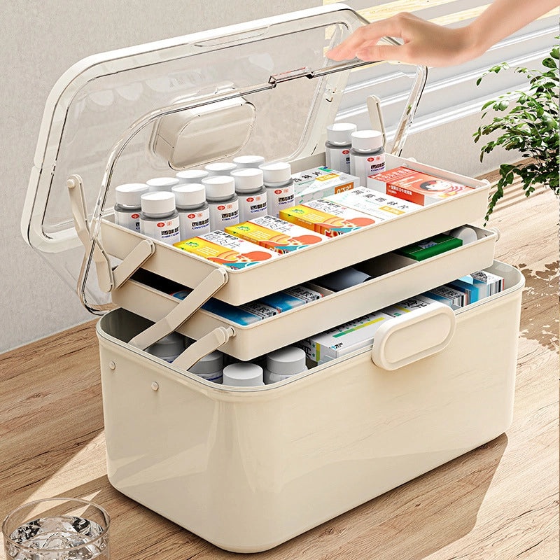 Multi-layer Portable Medicine Storage Box Foldable Grid Organizer for Household Use|Home Storage & Organization