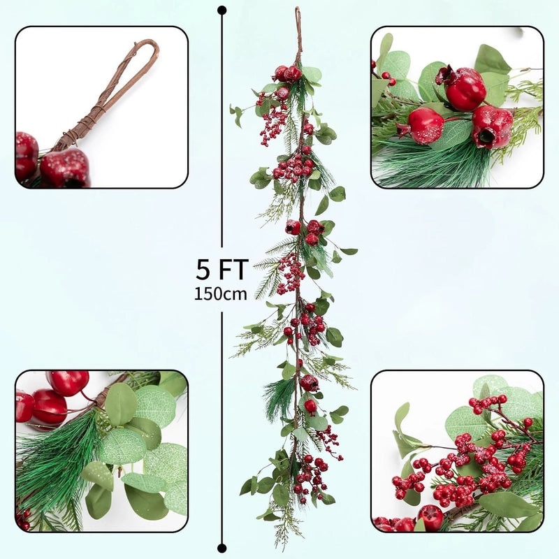 Simulated Eucalyptus Rattan Christmas Wreath Wall Decoration Floral Arrangement|Home Decor & Seasonal Decorations