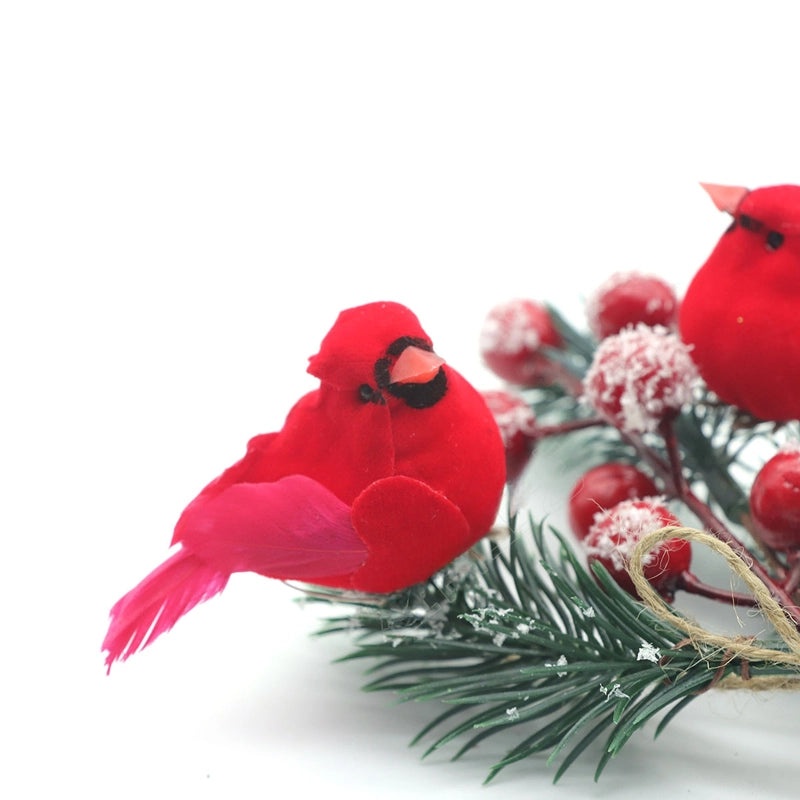 Red Bird Christmas Tree Clip 6cm Mini Simulation Garland Decoration with Feet|Holiday Ornaments