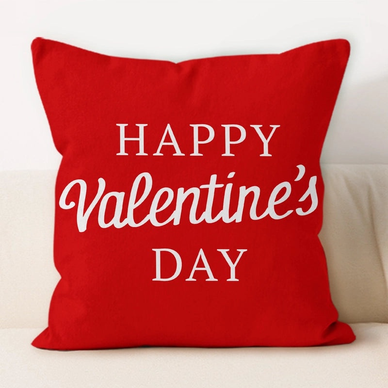Valentine's Day Minimalist Letter Plush Throw Pillow Cover for Couch and Sofa Decor | Home Decor & Pillows