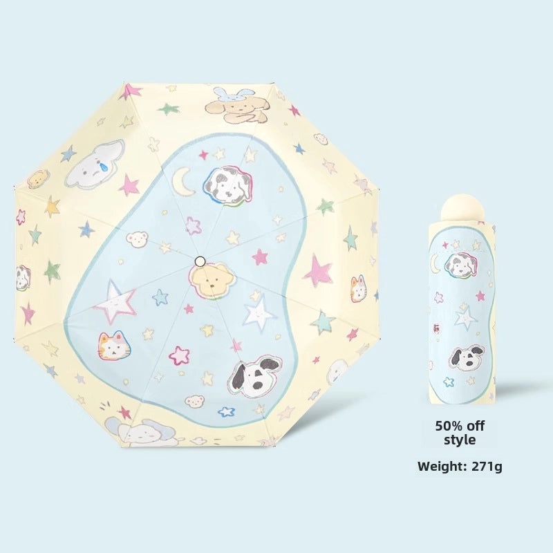 Dual-use Automatic Folding Umbrella for Women | Sun & Rain Protection UV Shield | Portable High-Grade Black Coating | Umbrellas