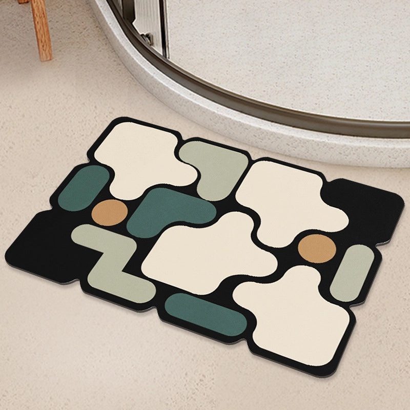 Geometric Diatom Mud Absorbent Bath Mat Non-Slip Soft Bathroom Rug|Bath Accessories
