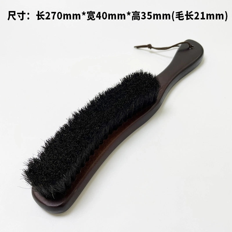 Wooden Handle Shoe Brush with Beech Wood and Horsehair for Leather and Suede Polishing | Shoe Care & Cleaning Tools
