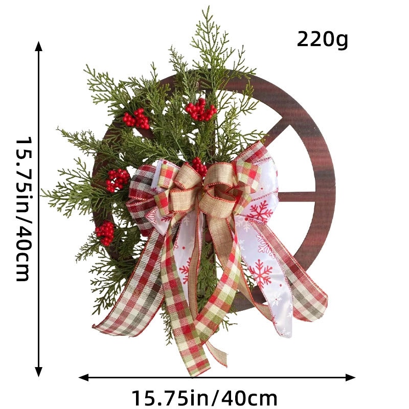 Christmas Wooden Roulette Wheel Door Hanging Garland with Pine Cones for Holiday Decor|Christmas Decorations