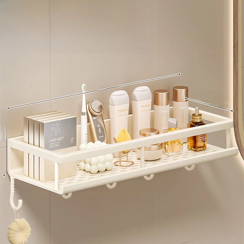 Cream Style Punch-Free Toilet Storage Rack White Wall-Mounted Bathroom Shelf|Bathroom Storage Organizers