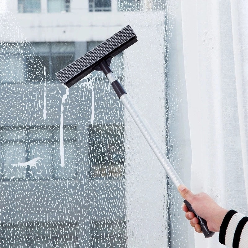 Telescopic Aluminum Window Scraper Double-sided Glass Wiper for Home and Car Cleaning|Cleaning Tools