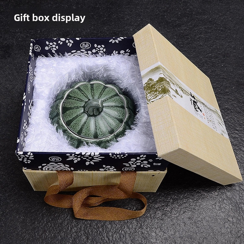 Ceramic Pumpkin Tea Canister Sealed Moisture-Proof Storage Red Green Tea Container with Logo|Kitchen Storage & Organization