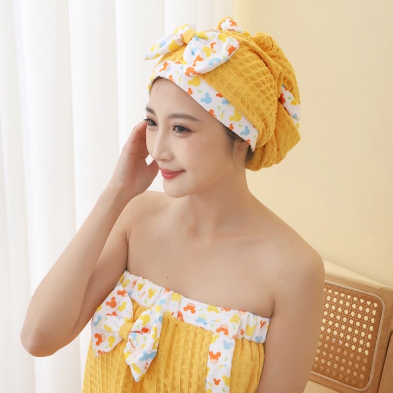 Women's Quick-Dry Hair Drying Hat Absorbent Waffle Fabric Bath Towel Cap | Hair Care Accessories