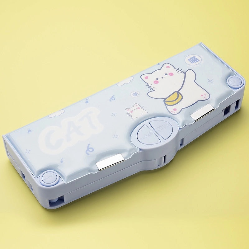 Large Capacity Double Layer Kids Pencil Box Cute Plastic Stationery Organizer for Boys Girls School Office|School Supplies