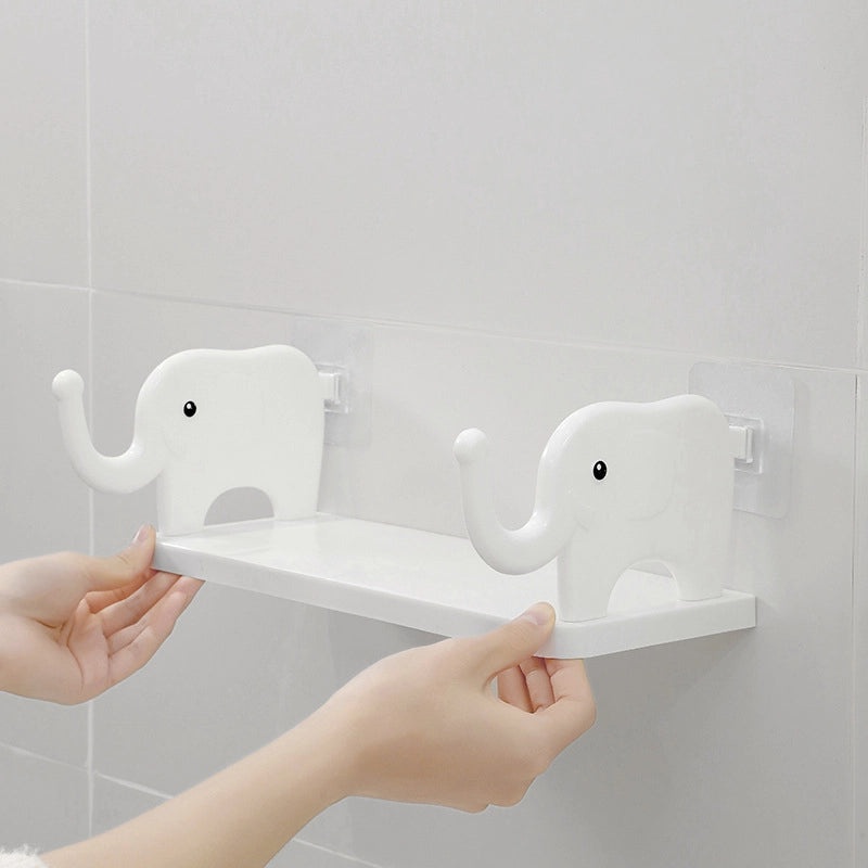 Elephant-themed Punch-free Wall Storage Rack for Kitchen Bathroom Study | Home Storage & Organization