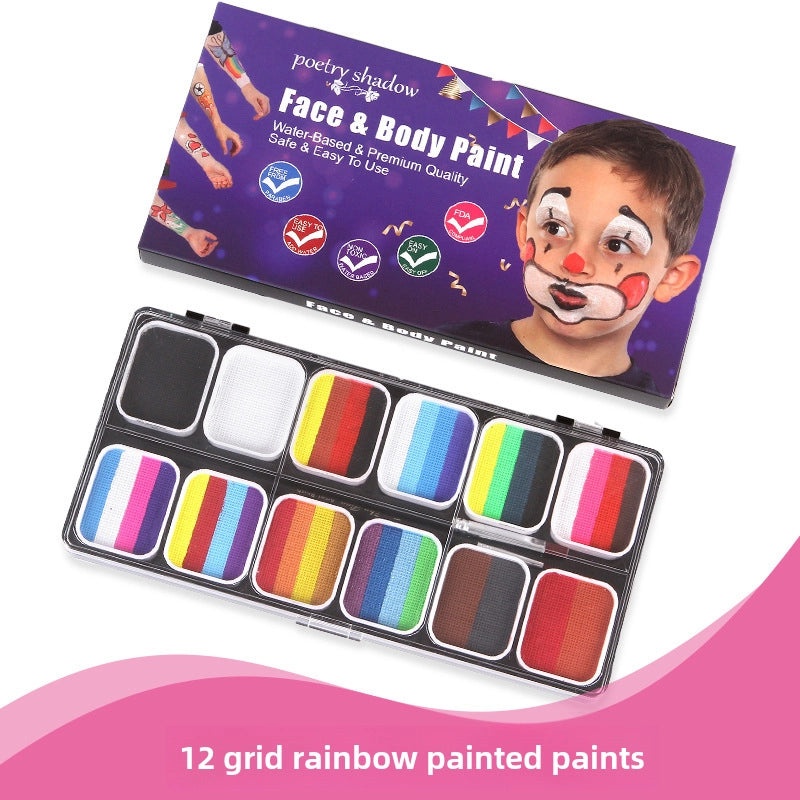 12-Color Face Paint Set for Kids Water-Soluble Safe Halloween Body Makeup|Children's Face Paint & Body Art