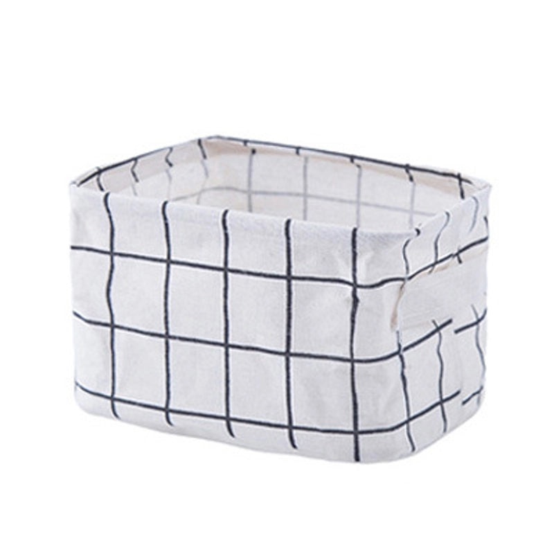 Cotton Linen Storage Basket with Handle for Desktop Cosmetics and Sundries | Home Storage & Organization