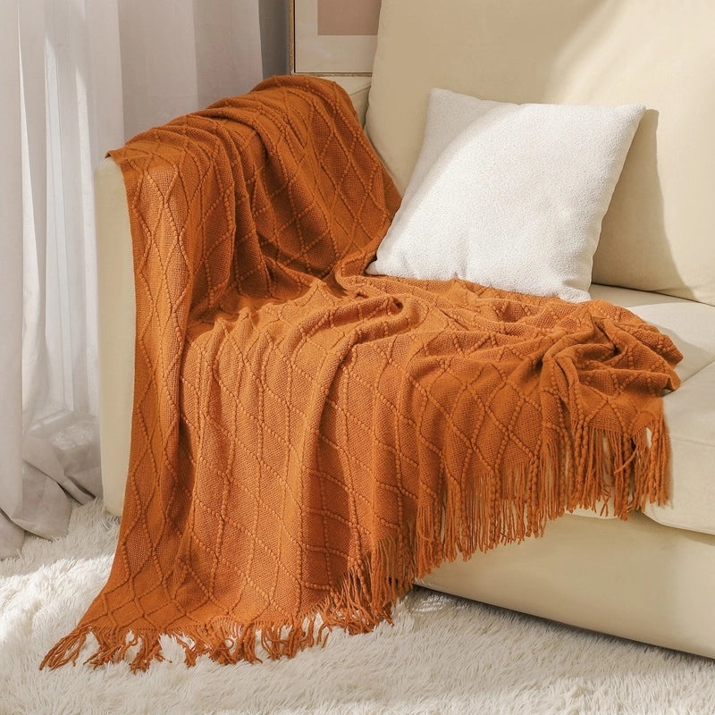 Cozy Solid Color Acrylic Fiber Blanket for Home | Bedding & Blankets