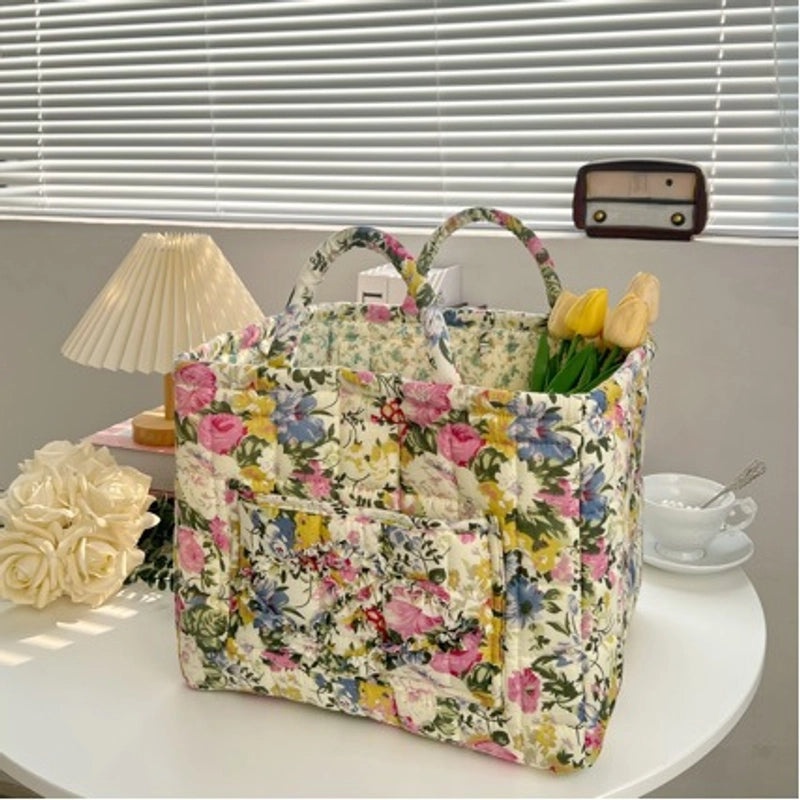Floral Cotton Storage Basket for Home Organization|Home Storage & Organization