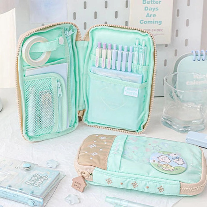 Color Block Korean Style Cute School Pencil Case for Students|Stationery & Pencil Cases