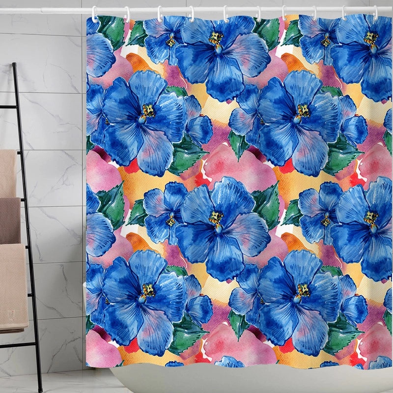 Waterproof Tropical Jungle Leaf Shower Curtain with Hooks 3D Printed Polyester for Bathroom|Shower Curtains & Accessories