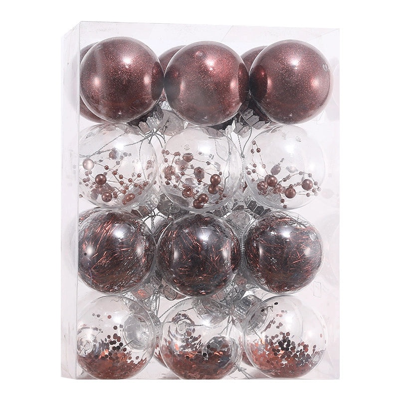 Set of 24 Transparent Plastic Christmas Balls 6cm & 8cm | Christmas Tree Decorations | Holiday Ornaments | Xmas Pendants | Festive Decor | Christ