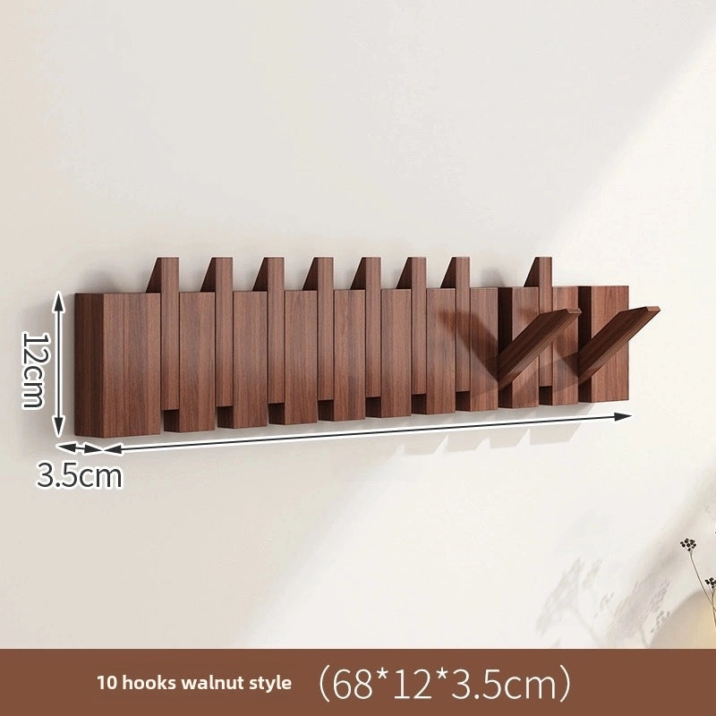 Solid Wood Piano Key Hook Punch-Free Wall Mounted Japanese Style Clothes Hanger for Entrance Door|Home Organization & Storage